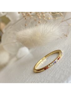 Pika & Bear Stonewall Rainbow Rhinestone PavÃƒÂ© Ring | Gold