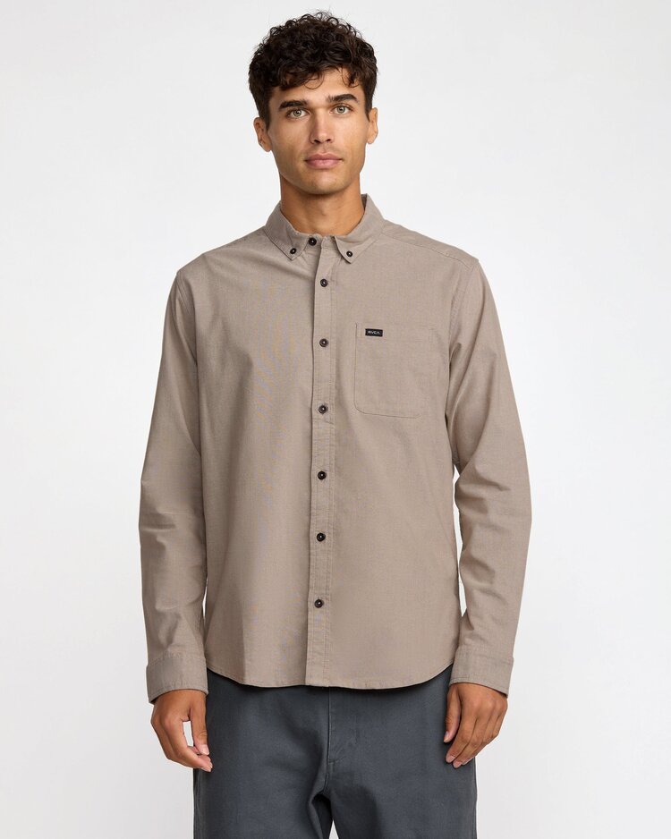 RVCA That'll Do Stretch Woven Long Sleeve Shirt | Mushroom