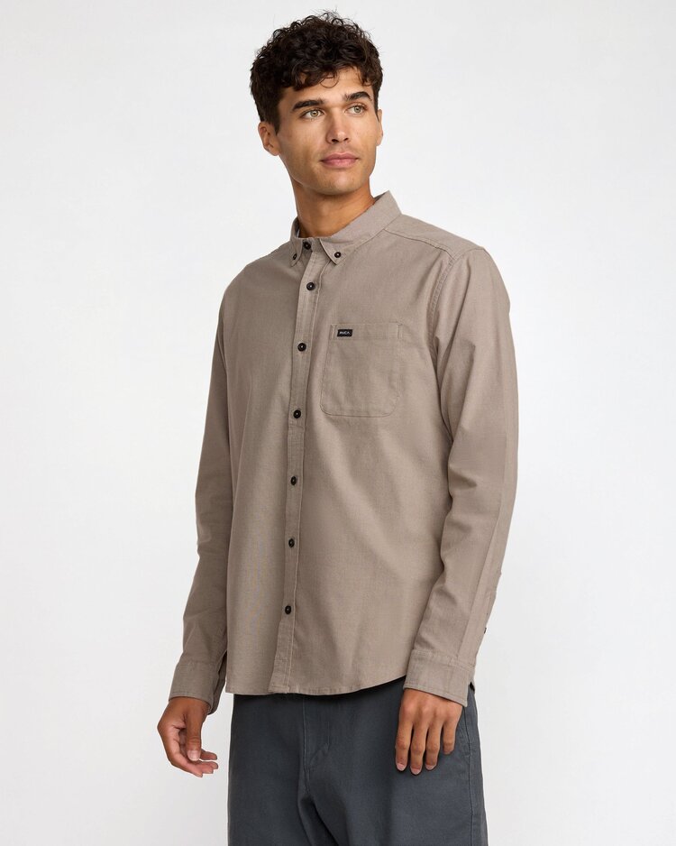 RVCA That'll Do Stretch Woven Long Sleeve Shirt | Mushroom