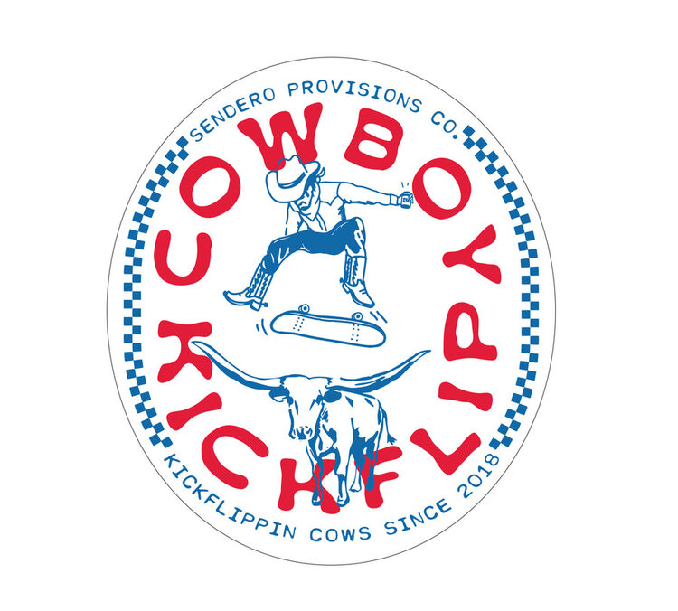 Sendero Provisions Co. Cowboy Kickflip Sticker | White