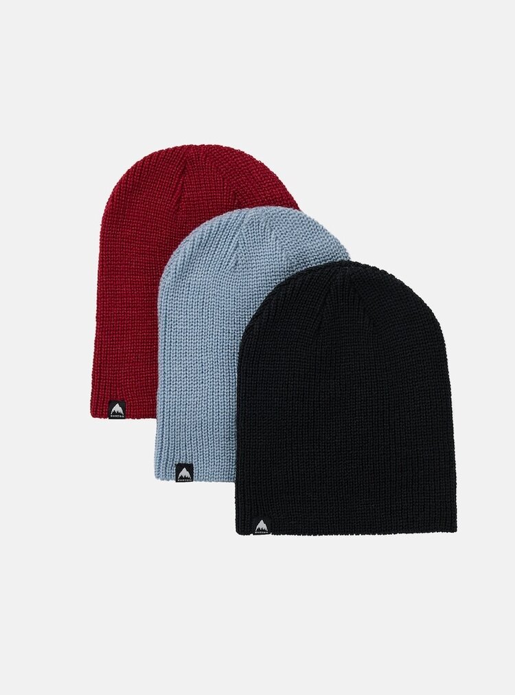 Burton Kids' Recycled Dnd Beanie (3 Pack) | True Black/Dusty Blue/Deep Red