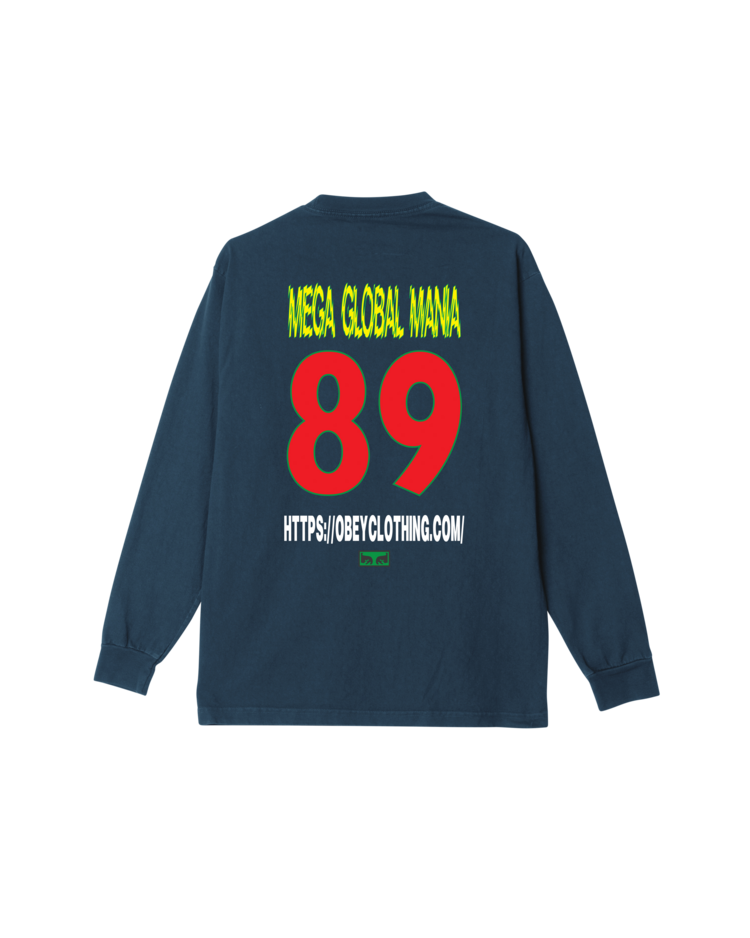 Obey Mega Global Mania Long Sleeve Tee | Pigment Dark Denim