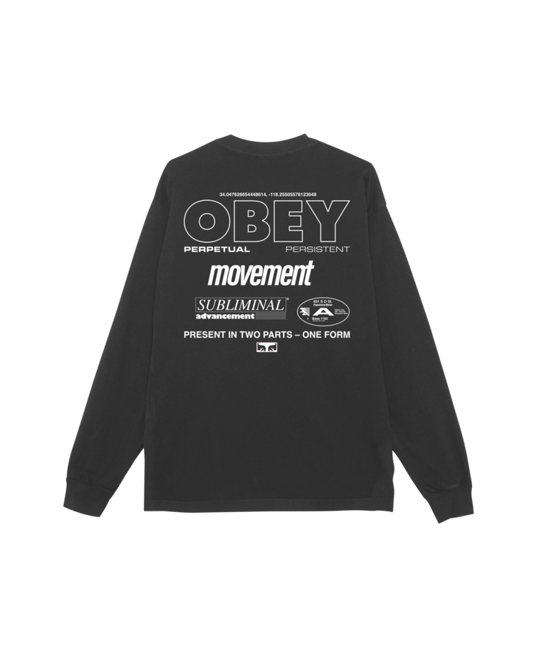 Obey Persistent Movement Long Sleeve Tee | Pigment True Vintage Black