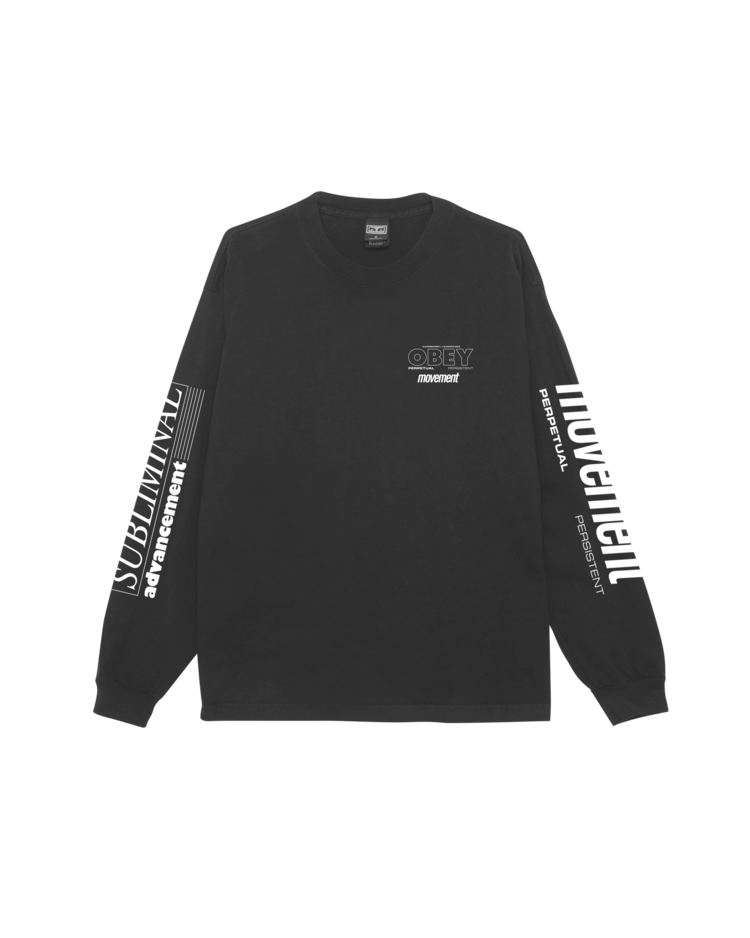 Obey Persistent Movement Long Sleeve Tee | Pigment True Vintage Black