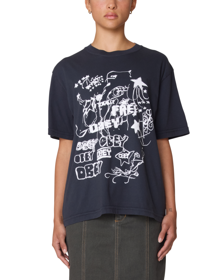 Obey Obey Firework Type Tee | Black
