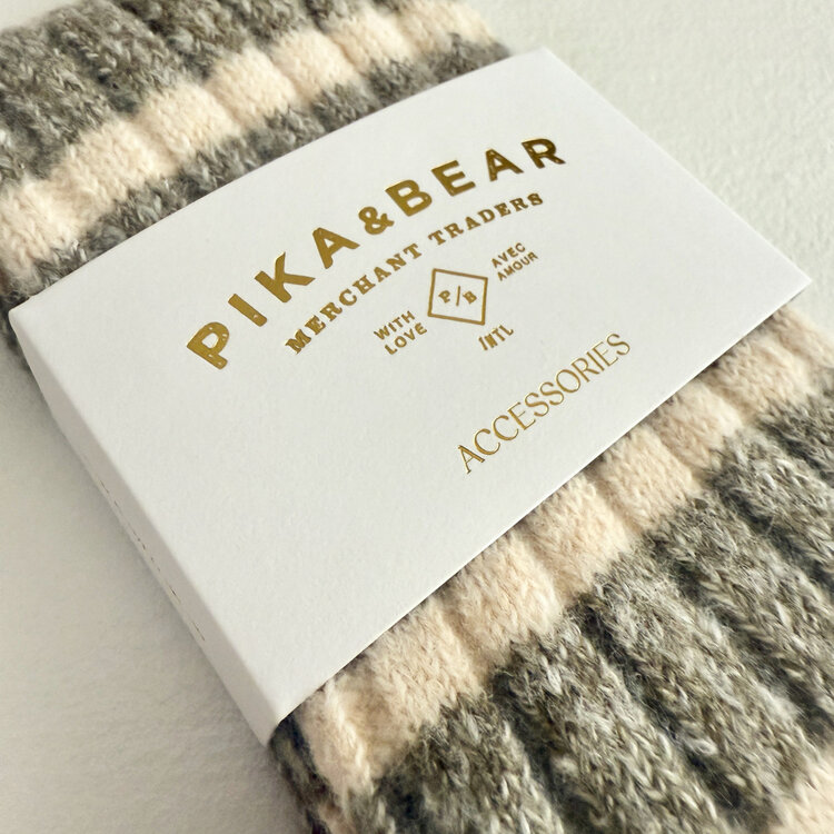 Pika & Bear Pika & Bear Marina Striped Ribbed Crew Sock | Fossil
