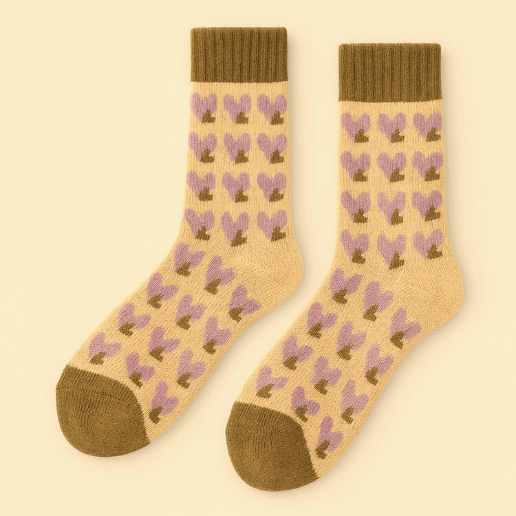 Pika & Bear Pika & Bear Kalila Double Heart Pattern Crew Sock