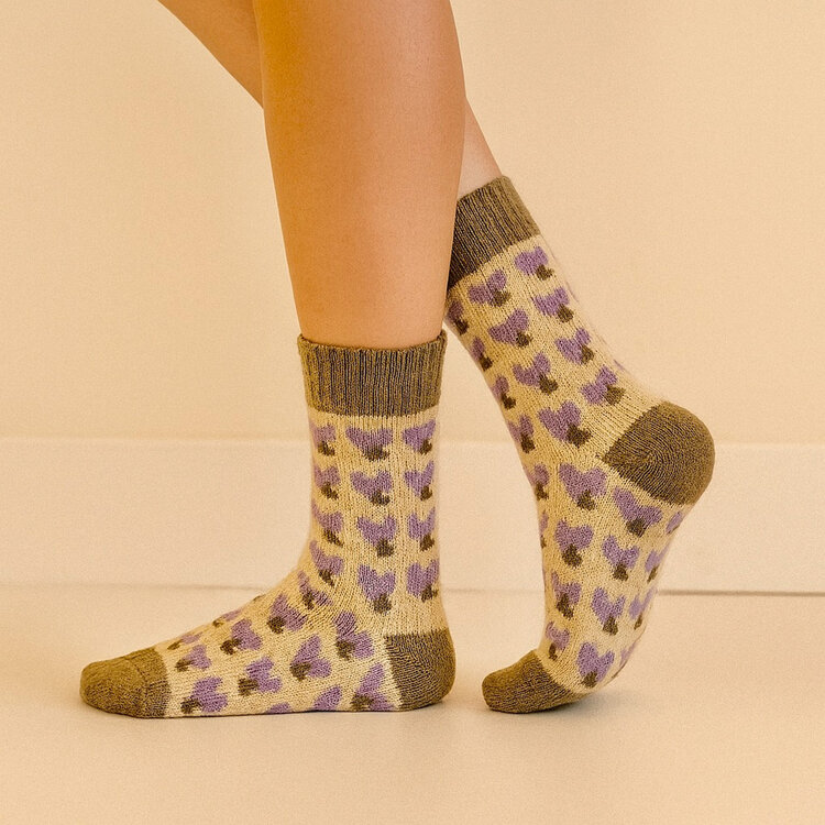 Pika & Bear Pika & Bear Kalila Double Heart Pattern Crew Sock