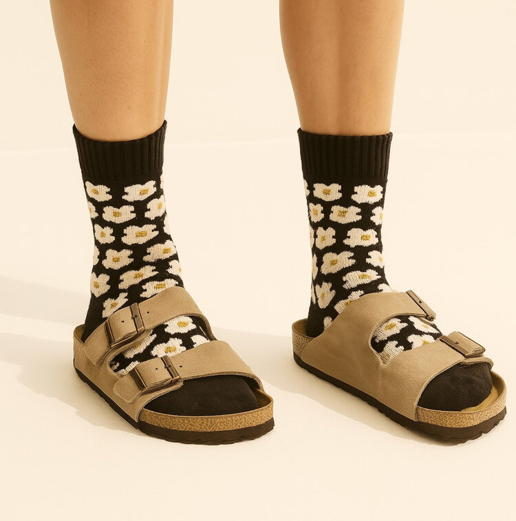 Pika & Bear Pika & Bear Daisy Jane Floral Pattern Crew Sock