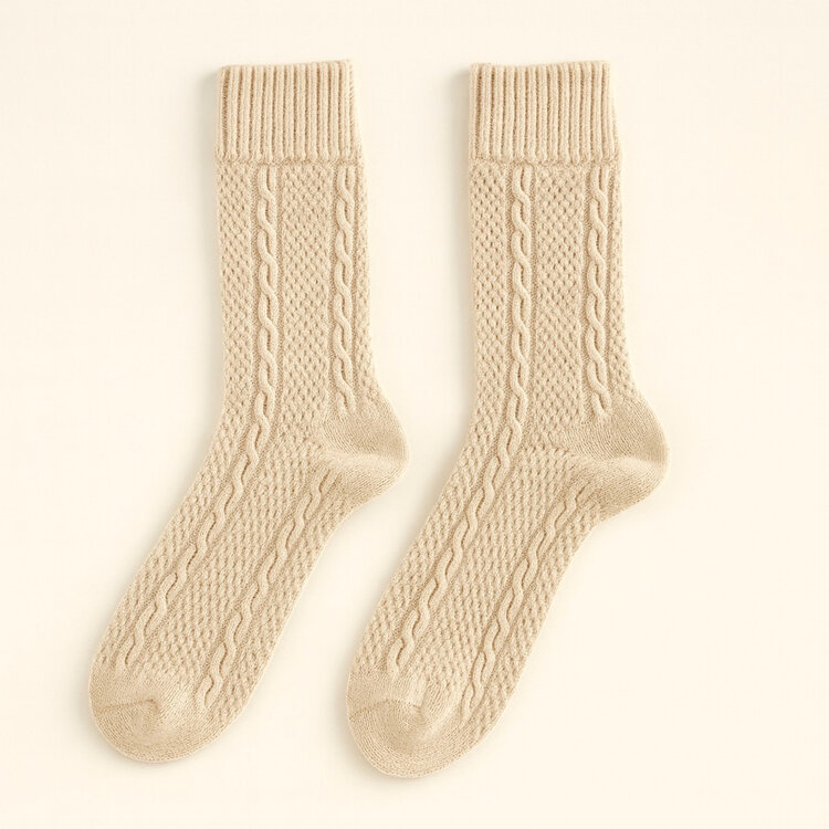 Pika & Bear Pika & Bear Sybil Cable Knit Crew Sock | Oatmeal