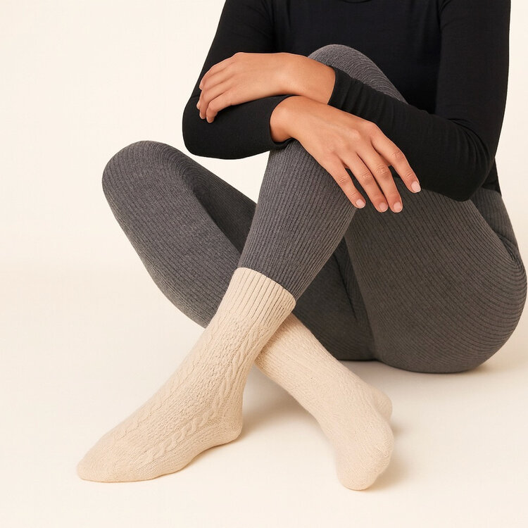 Pika & Bear Pika & Bear Sybil Cable Knit Crew Sock | Oatmeal