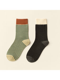 Pika & Bear Pika & Bear Cousteau Striped Crew Socks | Caspian Palette (2 Pack)