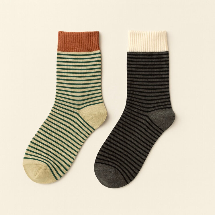Pika & Bear Pika & Bear Cousteau Striped Crew Socks | Caspian Palette (2 Pack)