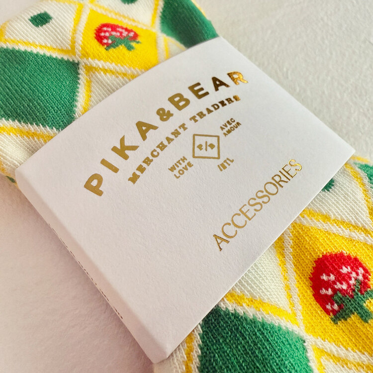 Pika & Bear Pika & Bear Strawberry Fields Forever Argyle Crew Sock