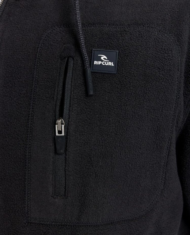 Rip Curl Departed Polar Fleece Zip Thru | Black