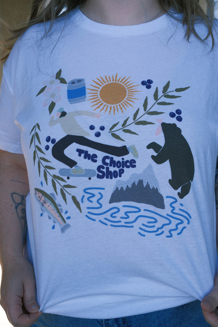 The Choice Shop Ladies Collage Tee | White