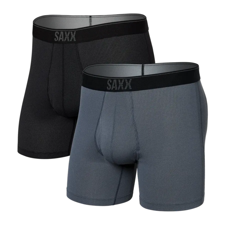 Saxx Saxx Quest Quick Dry Mesh Boxer Brief Fly 2Pk | Turbulence/Black II