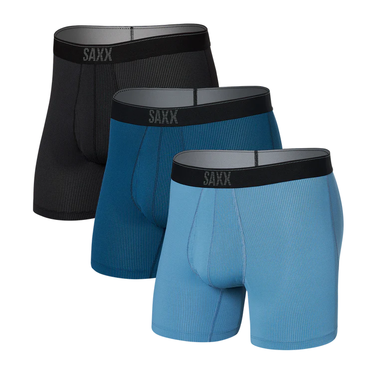Saxx Quest Quick Dry Mesh Boxer Brief Fly 3Pk | Slate/Anchor Teal/Black