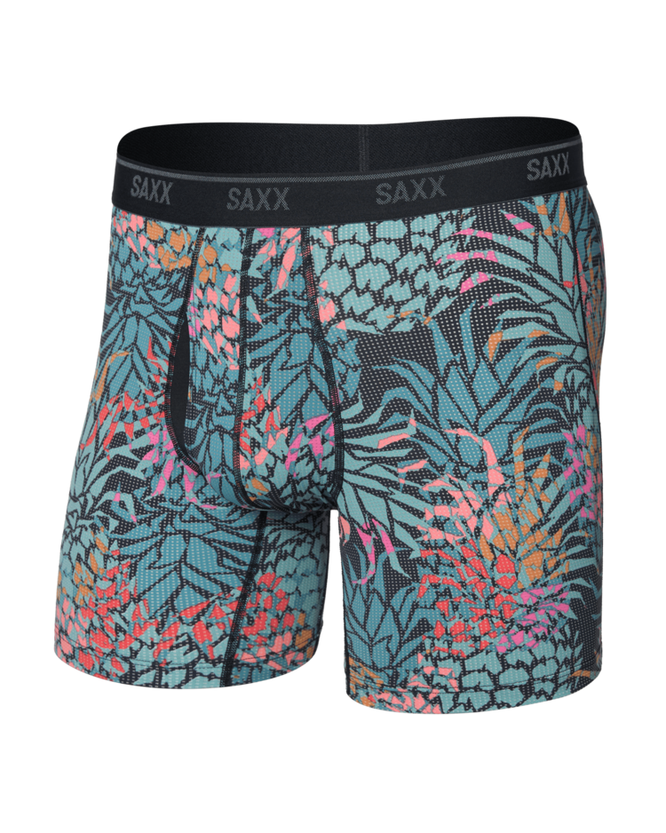Saxx Quest Quick-Dry Mesh Boxer Brief Fly | Pineapple Patch-Multi
