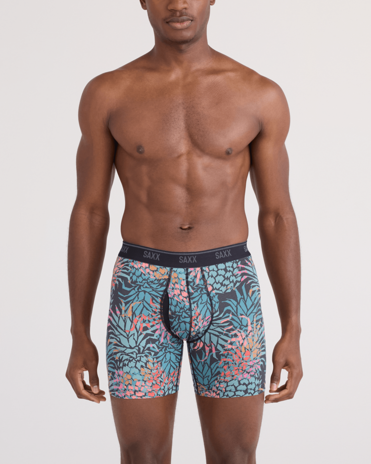 Saxx Quest Quick-Dry Mesh Boxer Brief Fly | Pineapple Patch-Multi