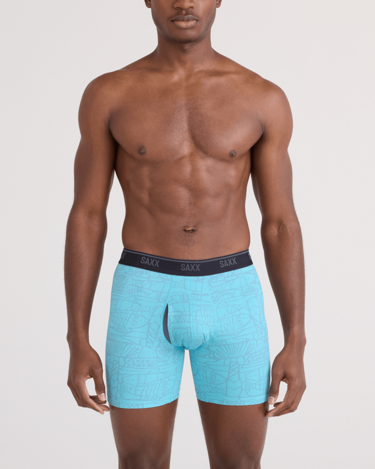 Saxx Quest Quick-Dry Mesh Boxer Brief Fly | Tile Fish-Sea Level