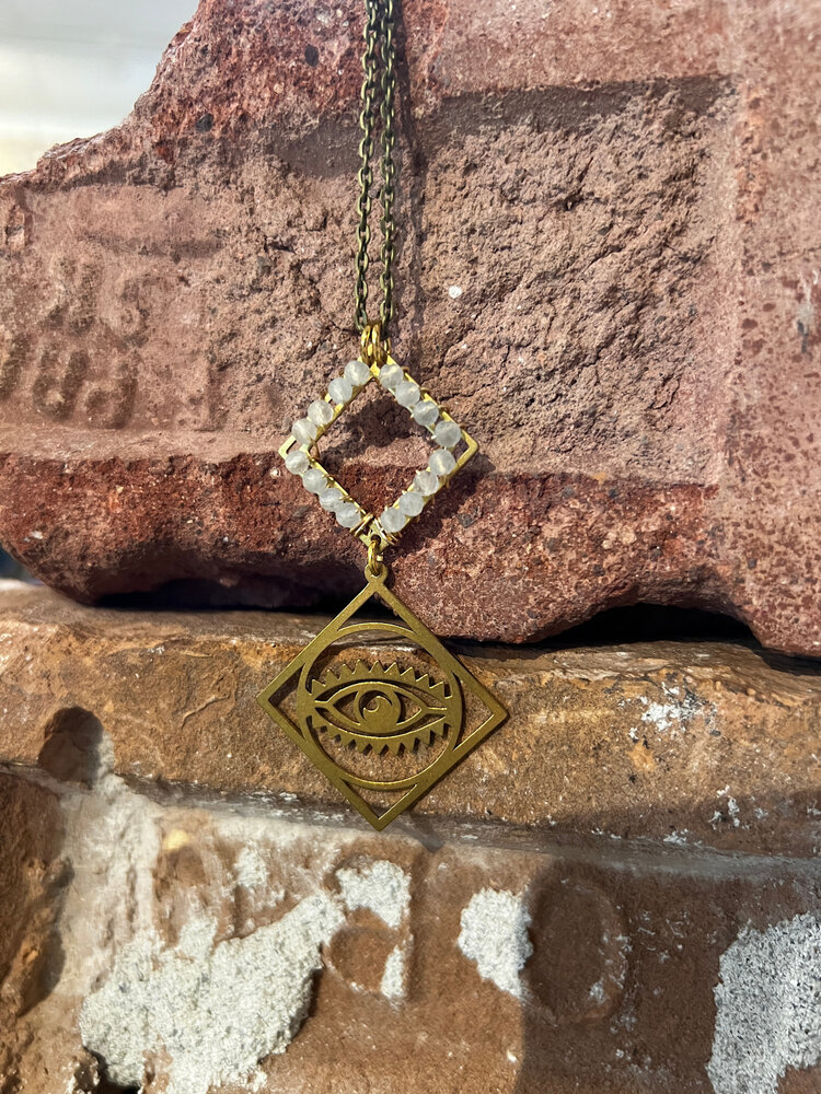 Maiden Perras Maiden Perras Aquamarine Square Eye Necklace | Gold