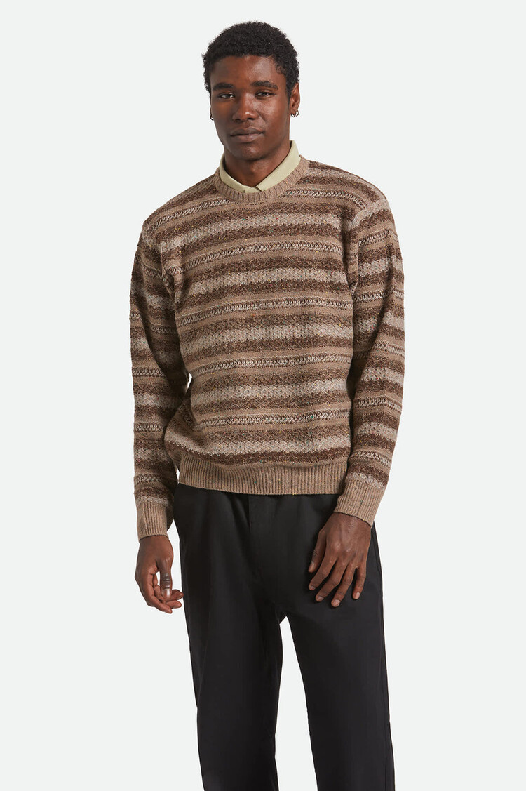 Brixton Brixton Midnight Crew Sweater | Multi Neutral Stripe