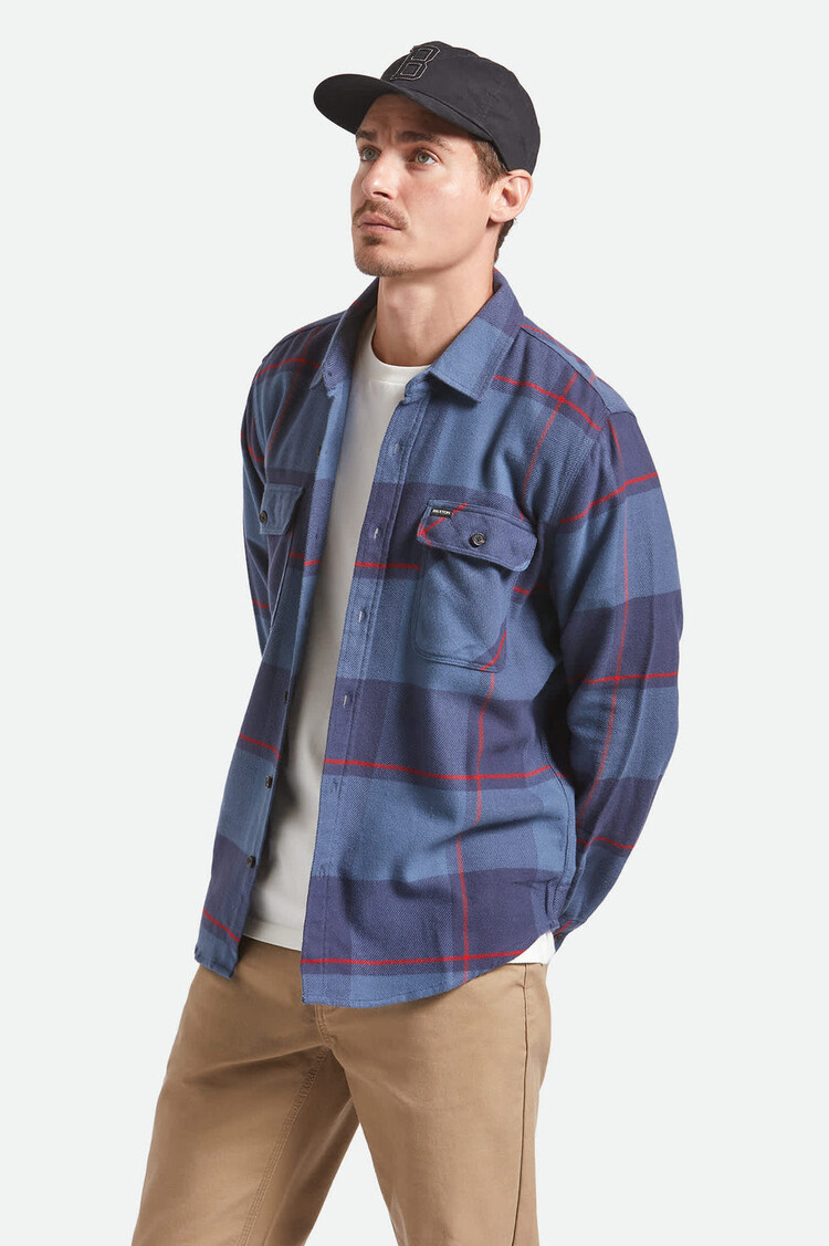 Brixton Brixton Bowery Flannel | Bering Sea/Mood Indigo/Adrenal