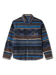 Brixton Brixton Bowery Arctic Stretch Fleece | Mood Indigo Blanket Stripe
