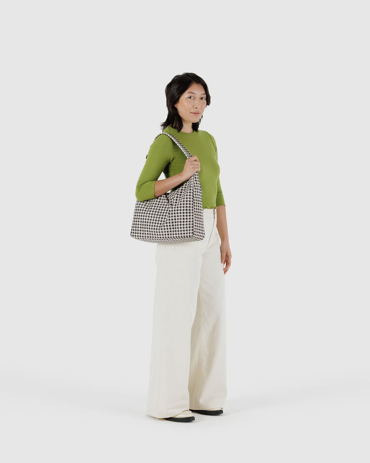 Baggu Baggu Nylon Shoulder Bag | Black & White Gingham