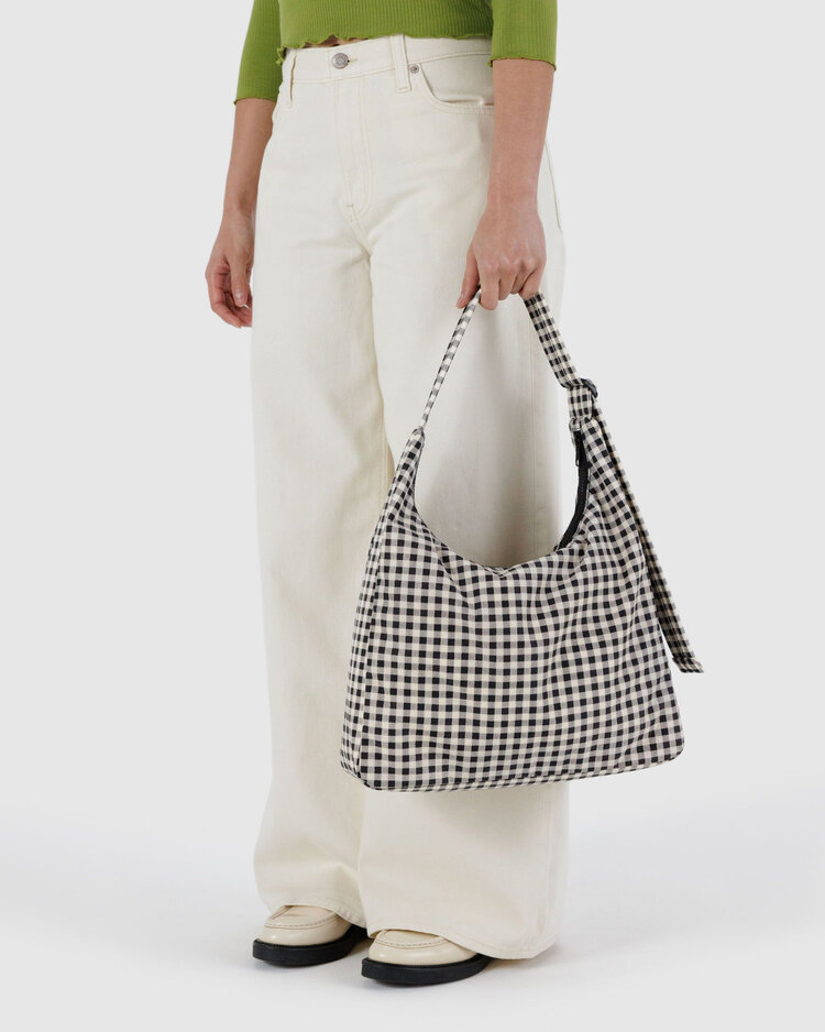 Baggu Baggu Nylon Shoulder Bag | Black & White Gingham