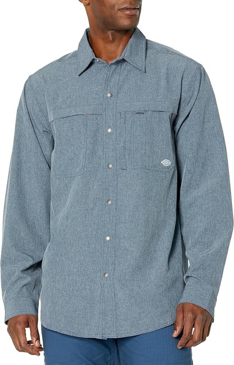 Dickies Long Sleeve Performance Woven Shirt | Airforce Blue Single Dye