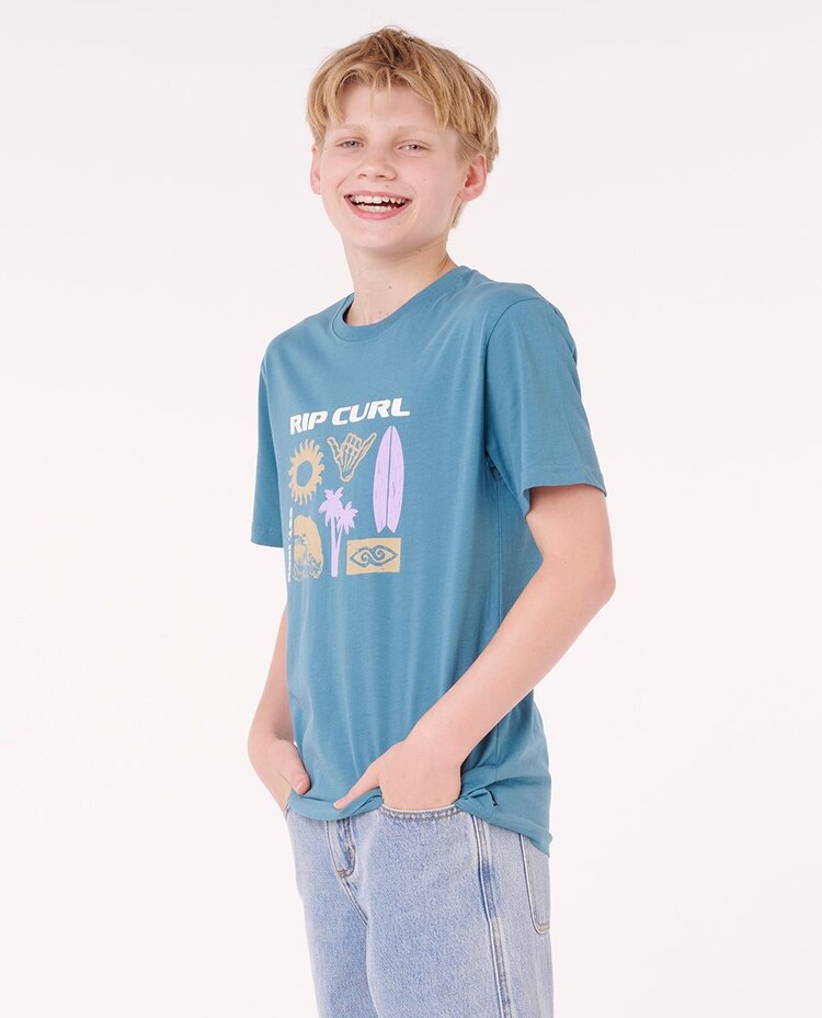 Rip Curl Island Paradiso Logo Tee -Boy | Storm Blue