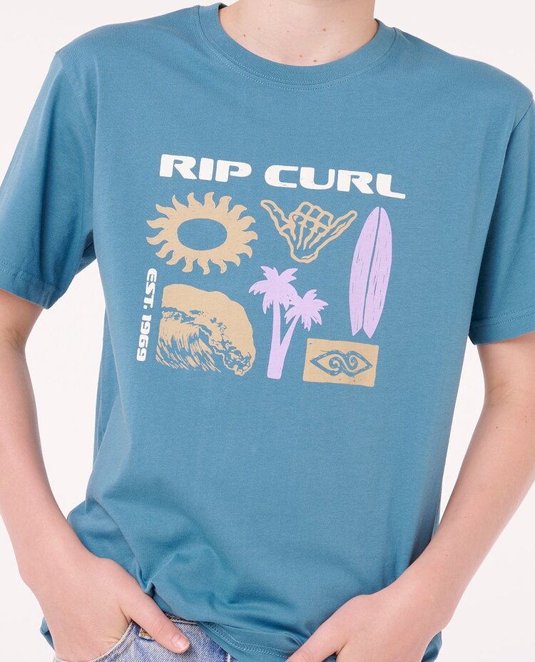 Rip Curl Island Paradiso Logo Tee -Boy | Storm Blue