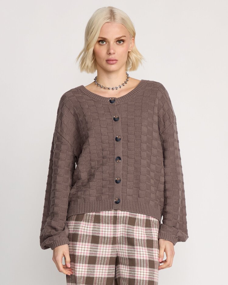 Volcom Snug Lyfe Cardigan | Black Plum