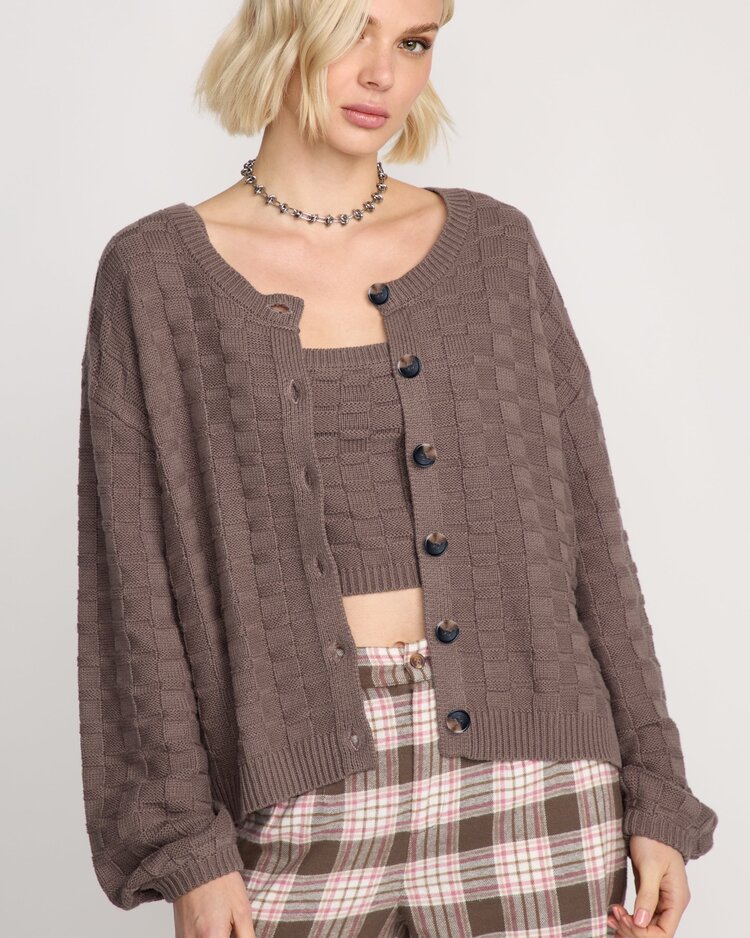 Volcom Snug Lyfe Cardigan | Black Plum