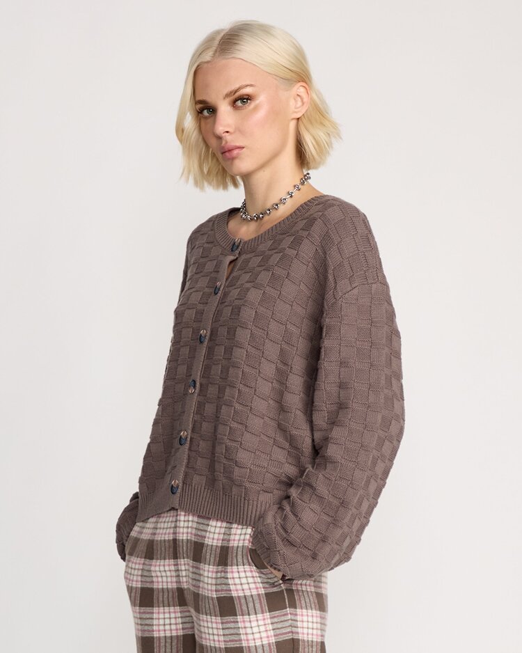 Volcom Snug Lyfe Cardigan | Black Plum