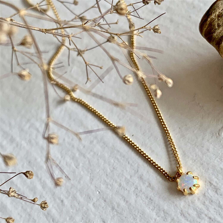 Pika & Bear Pika & Bear Tiny Dancer Fire Opal Charm Necklace | Gold