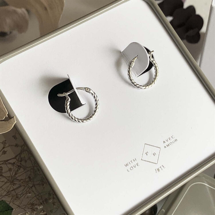 Pika & Bear Helena 11.5Mm Textured Hoop Earrings | Silver
