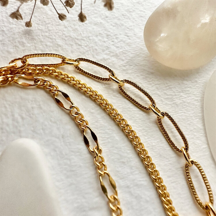 Pika & Bear Pika & Bear Nanaimo Triple Layer Textured Chain Bracelet | Gold