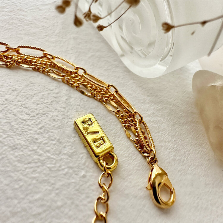 Pika & Bear Pika & Bear Nanaimo Triple Layer Textured Chain Bracelet | Gold