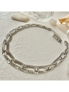 Pika & Bear Nanaimo Triple Layer Textured Chain Bracelet | Silver