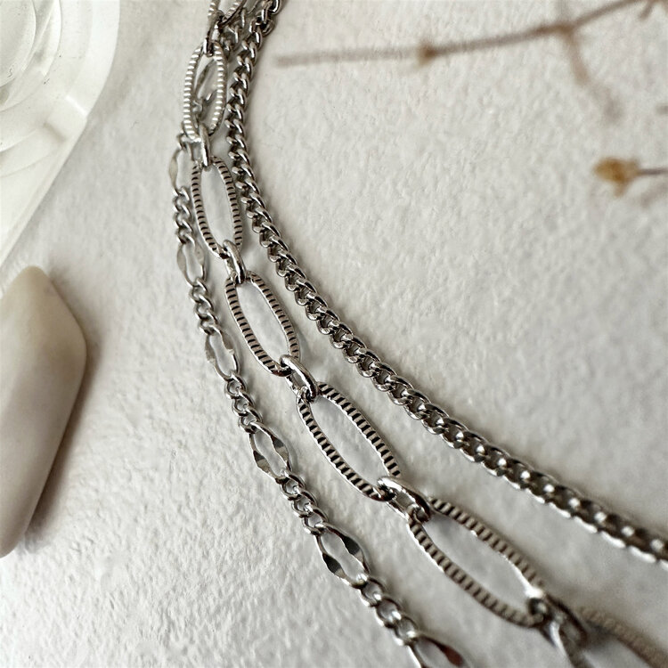 Pika & Bear Nanaimo Triple Layer Textured Chain Bracelet | Silver
