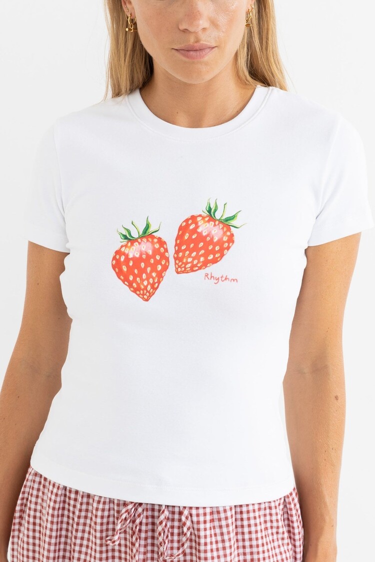 Rhythm Rhythm Strawberry Everyday Tee | White