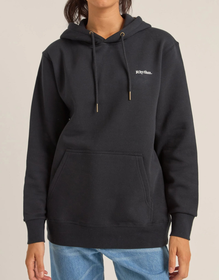 Rhythm Rhythm Logo Boyfriend Fleece Hood|BLK