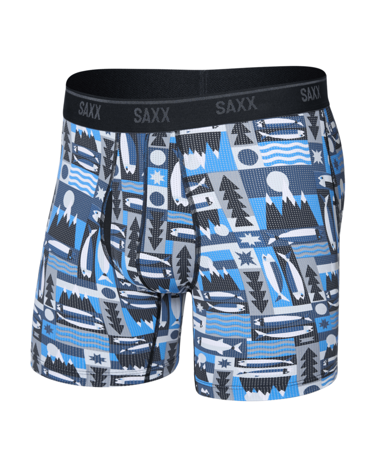 Saxx Quest Quick-Dry Mesh Boxer Brief Fly | Winter Angler-Blue