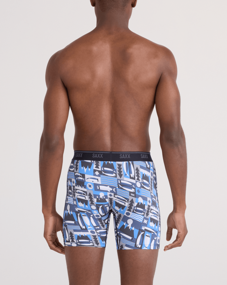 Saxx Quest Quick-Dry Mesh Boxer Brief Fly | Winter Angler-Blue