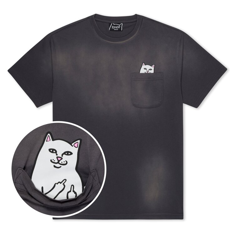Ripndip Pocket T-Shirt Lord Nermal | Charcoal Vtg Wsh
