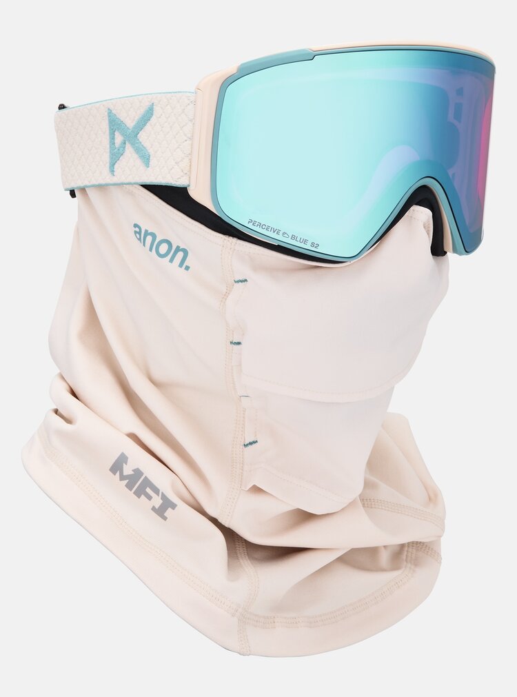 Anon M4S Cylindrical + Bonus Lens + MFI Face Mask Snowboard | Oat / Perceive Variable Blue