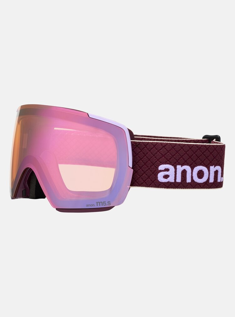 Anon Anon M5S Goggles Cylindrical Bonus Lens  MFI Face Mask | Deep Cherry/Perceive Cloudy Pink